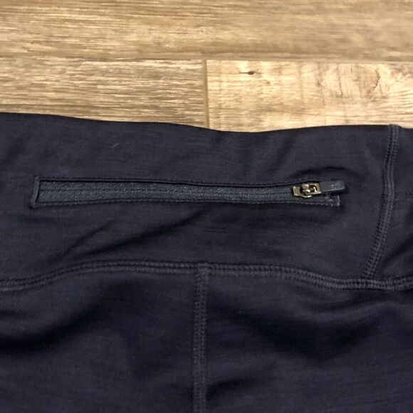 Athleta Leggings Small Multi Blue White Color Block Cropped Back Zipper Pocket - Picture 9 of 11